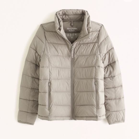 Abercrombie & Fitch Taupe Tan Lightweight Packable Puffer winter coat - sz m - Picture 4 of 11